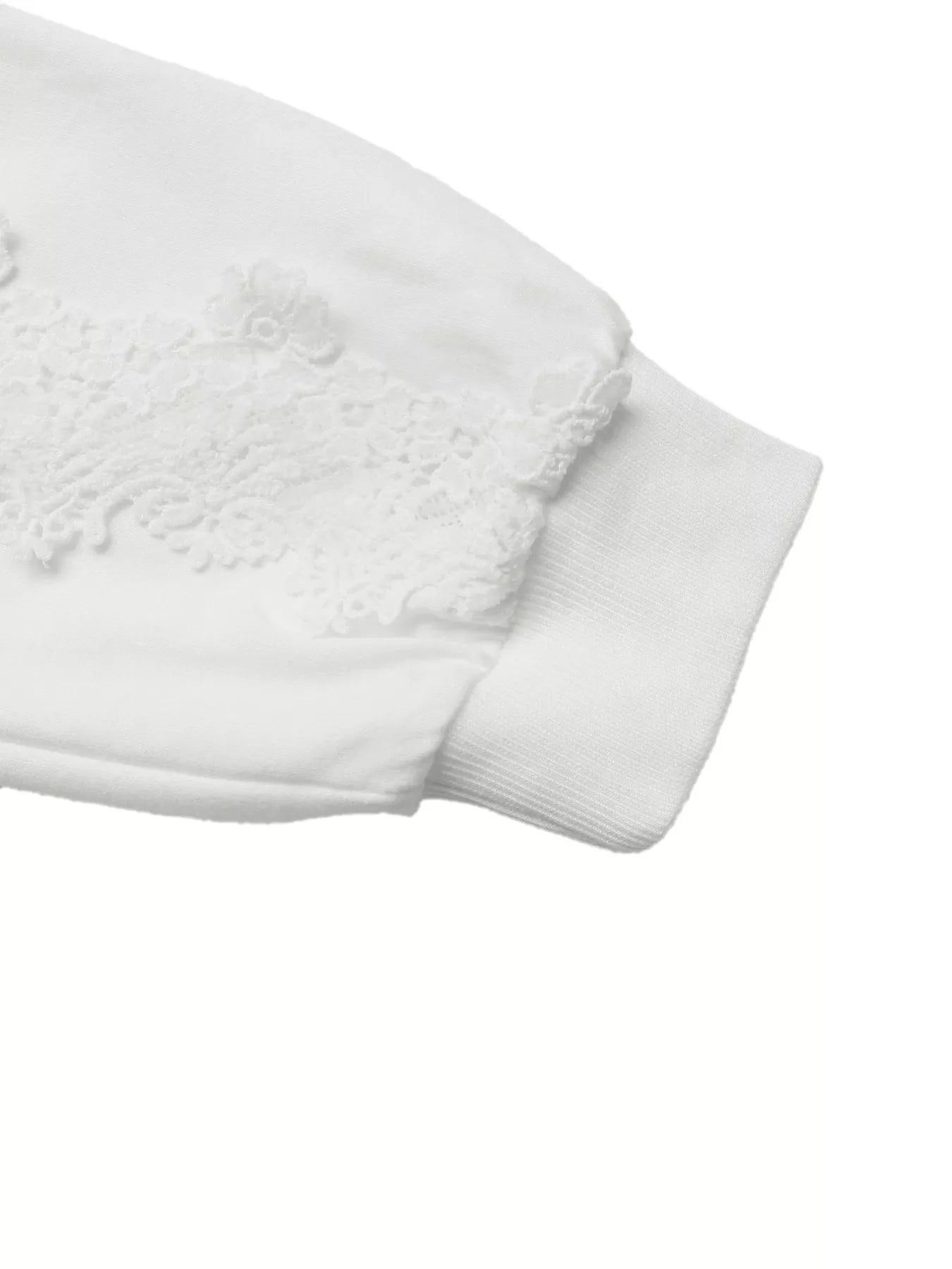Lace Detail Long Sleeve Drawstring Hoodie