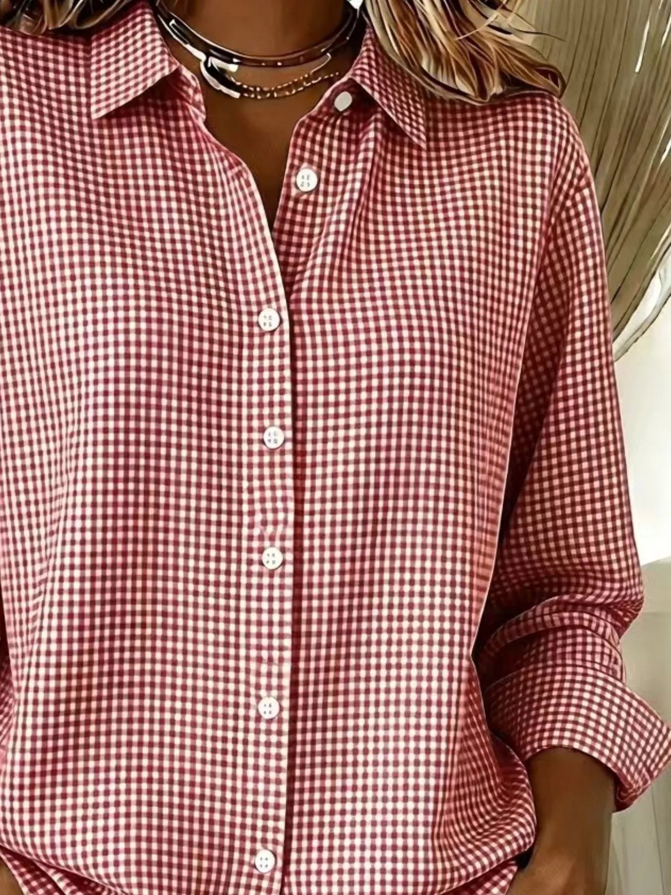 Full Size Plaid Button Up Long Sleeve Shirt Plus Size