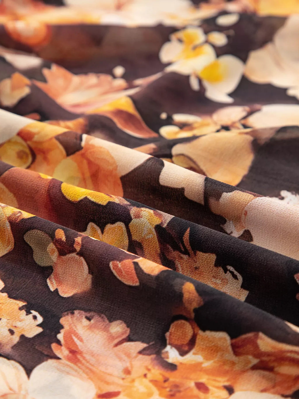 Floral V Neck Long Puff Sleeve Breezy Blouse