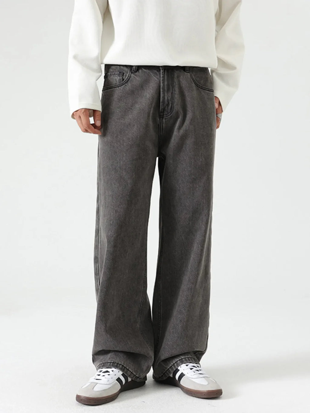 Men's Washed Wide Leg Jeans