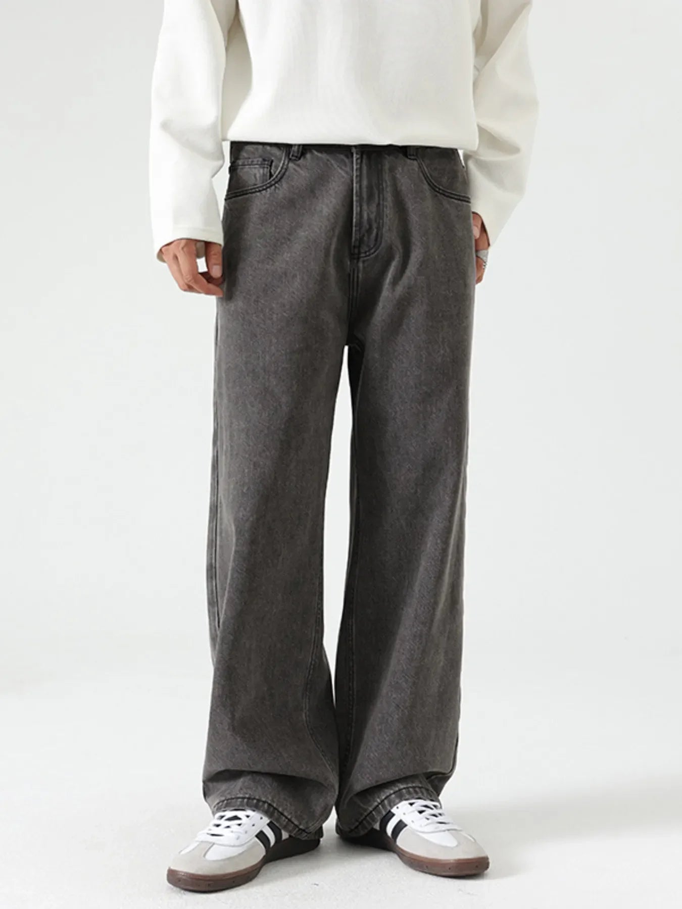 Men's Washed Wide Leg Jeans