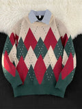 Men's Vintage Argyle Pattern Knit Pullover