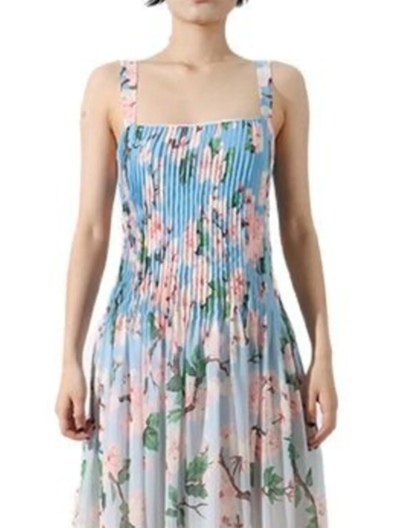 Floral Print Pleated Maxi Dress