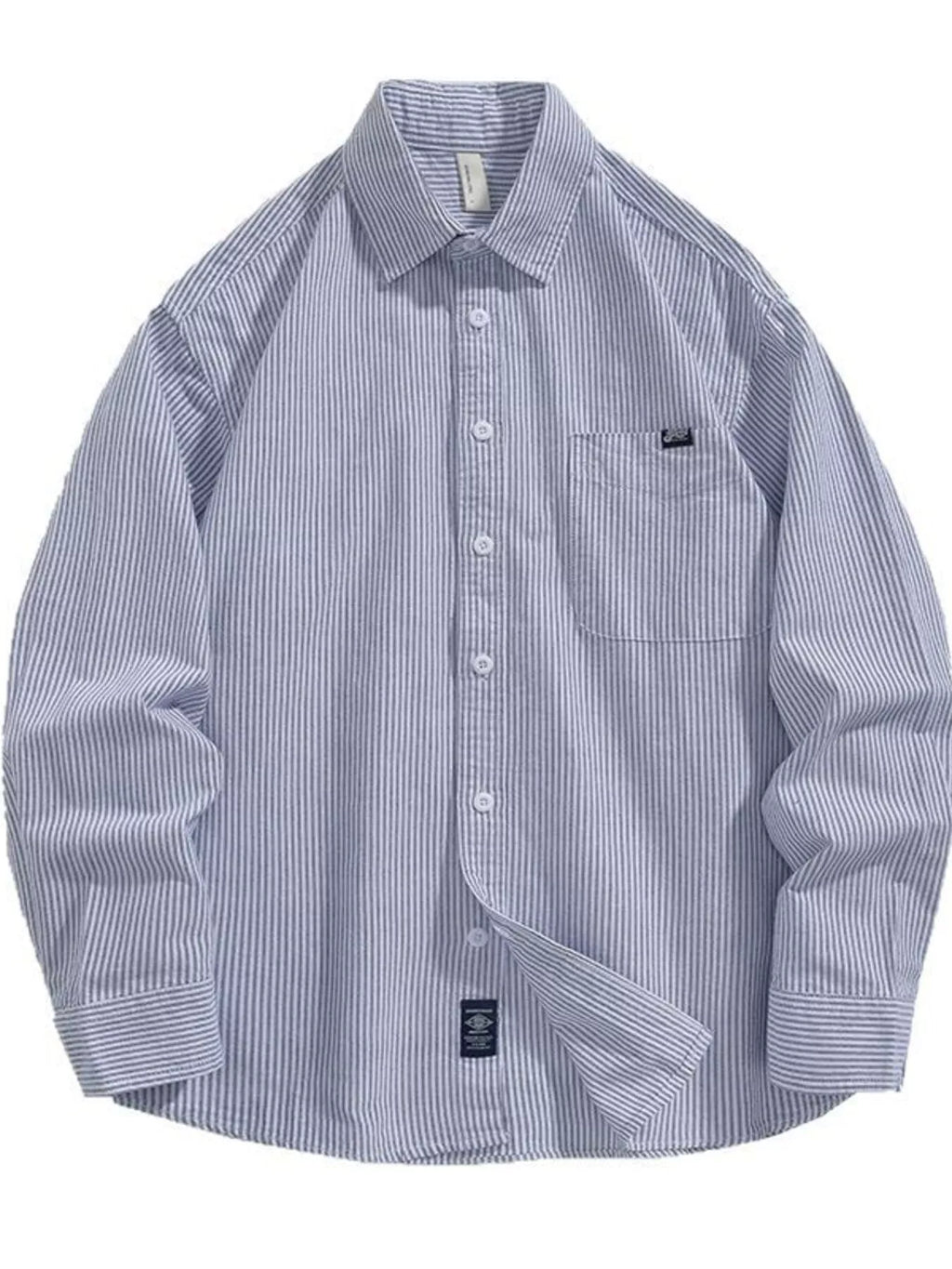 Men's Plus Size Striped Button Up Long Sleeve Shirt