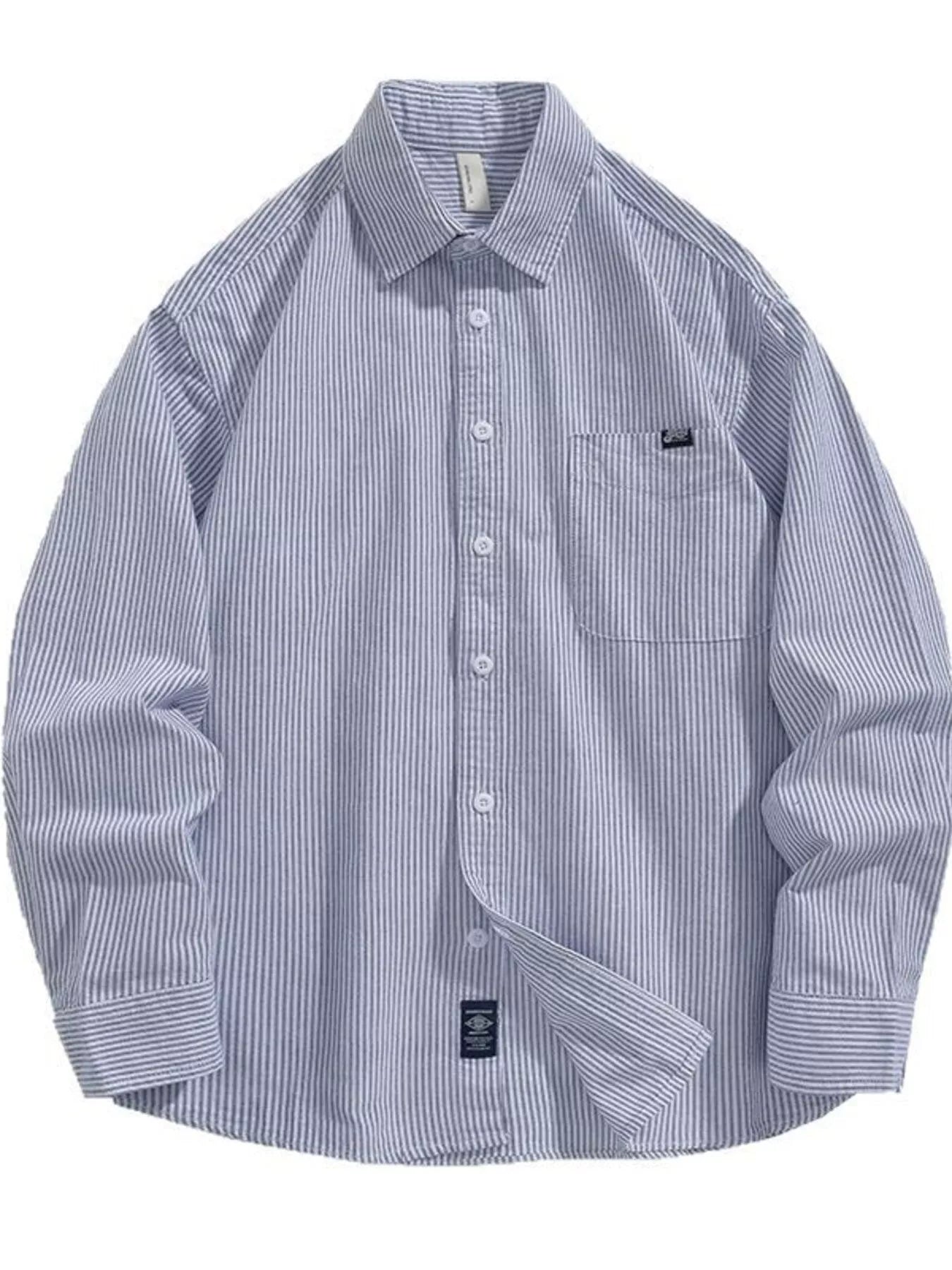 Men's Plus Size Striped Button Up Long Sleeve Shirt