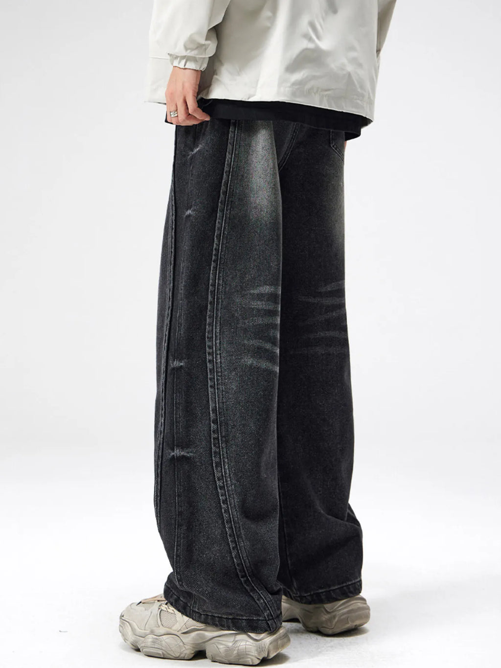 Men's Plus Size Drawstring Wide Leg Jeans
