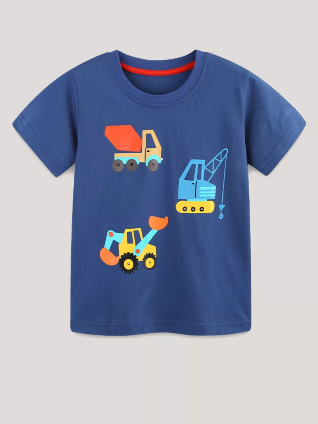 Children's Construction Vehicle Crew Neck Short Sleeve T-Shirt