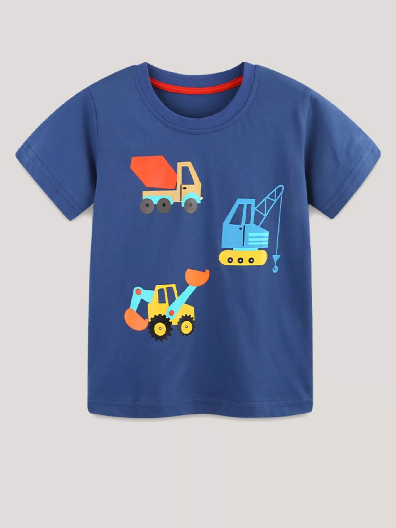 Children's Construction Vehicle Crew Neck Short Sleeve T-Shirt