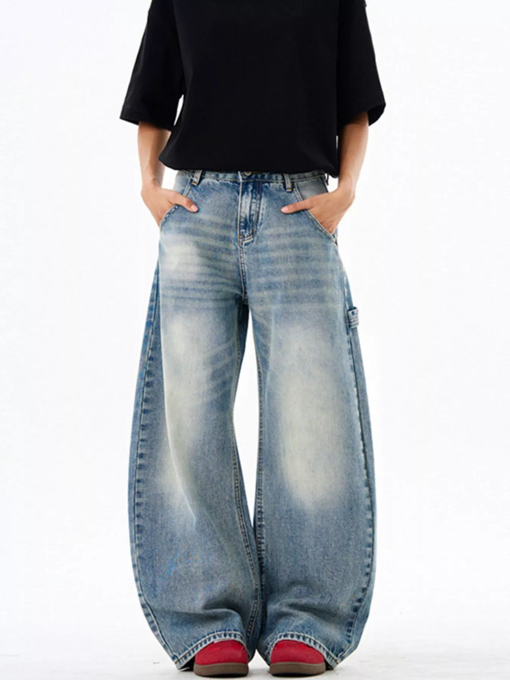 Men's Vintage Wash Wide Leg Jeans
