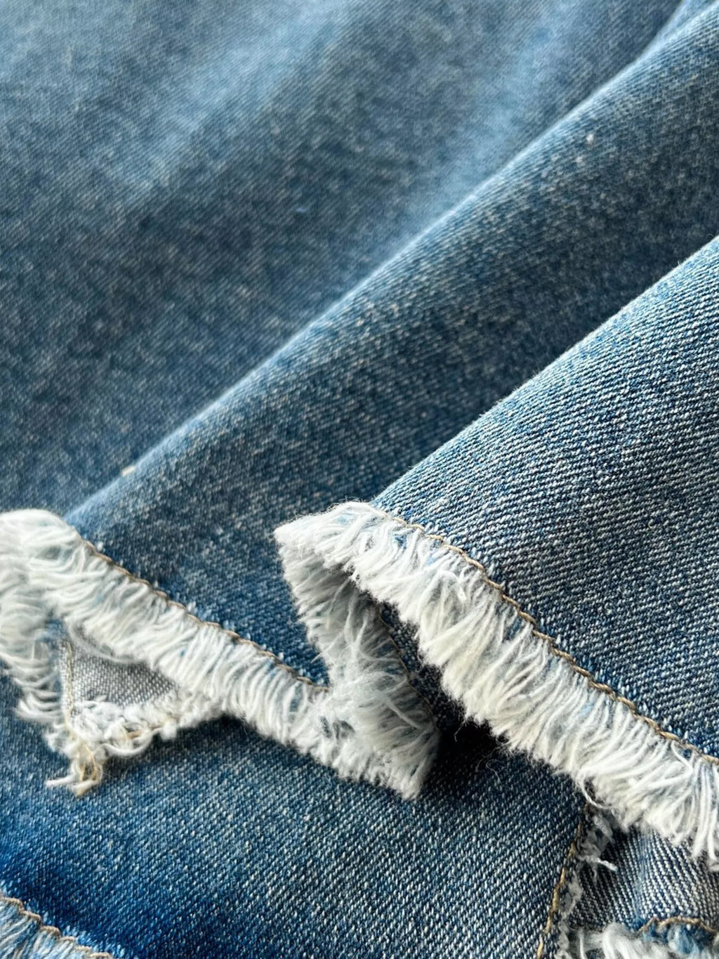 Sleeveless Frayed Hem Slit Denim Dress