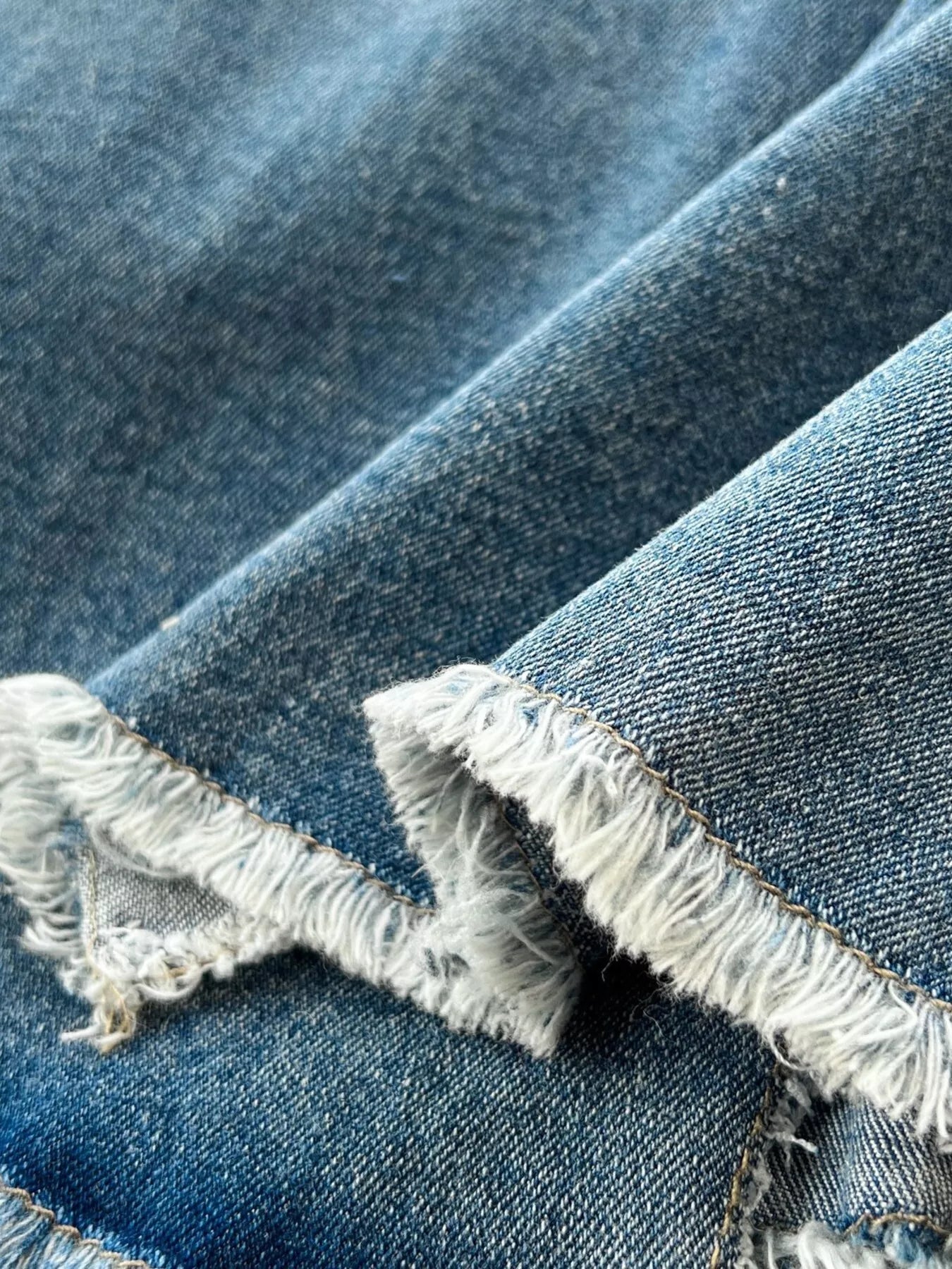 Sleeveless Frayed Hem Slit Denim Dress