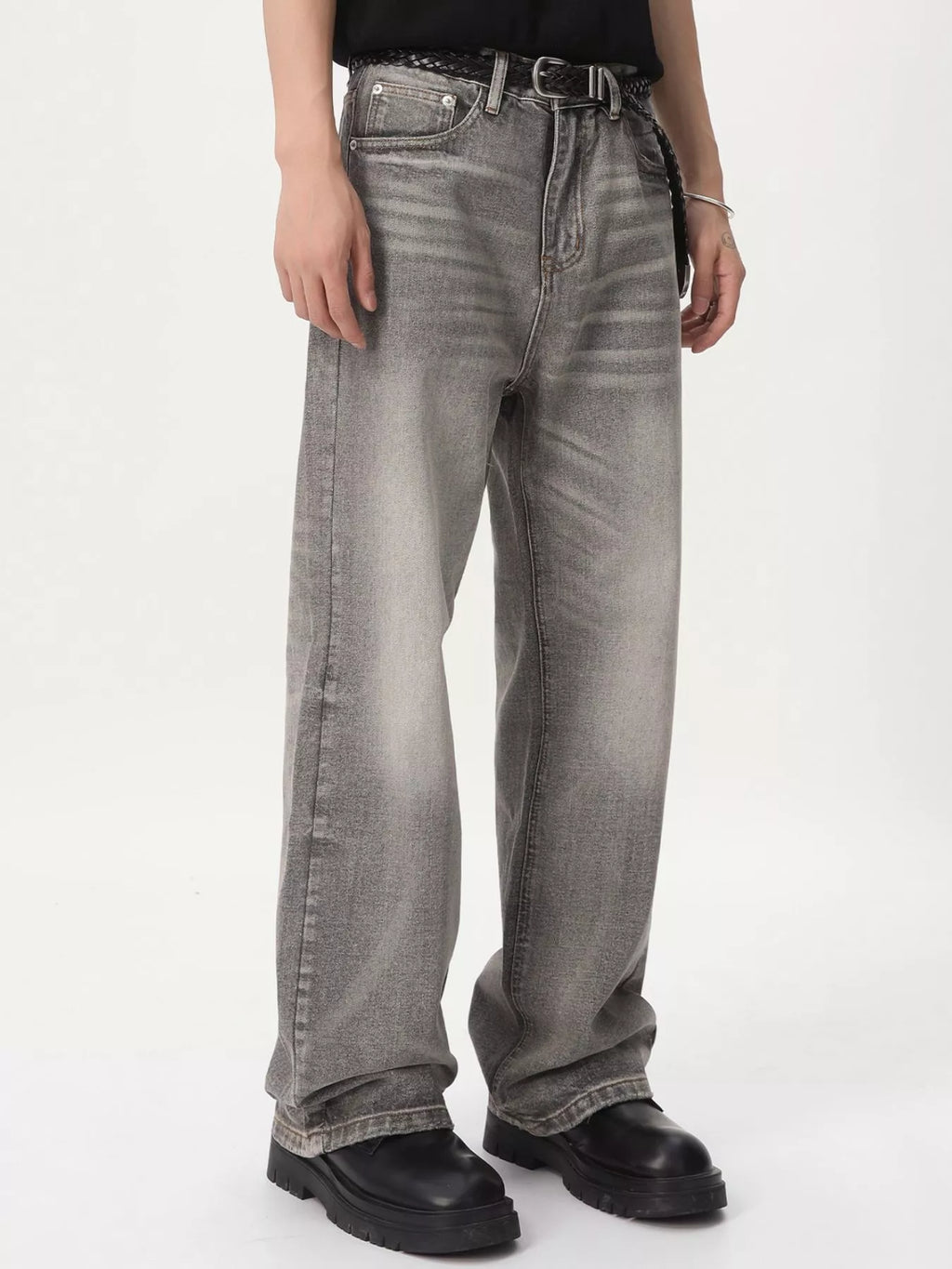 Men's Vintage Wash Wide Leg Jeans