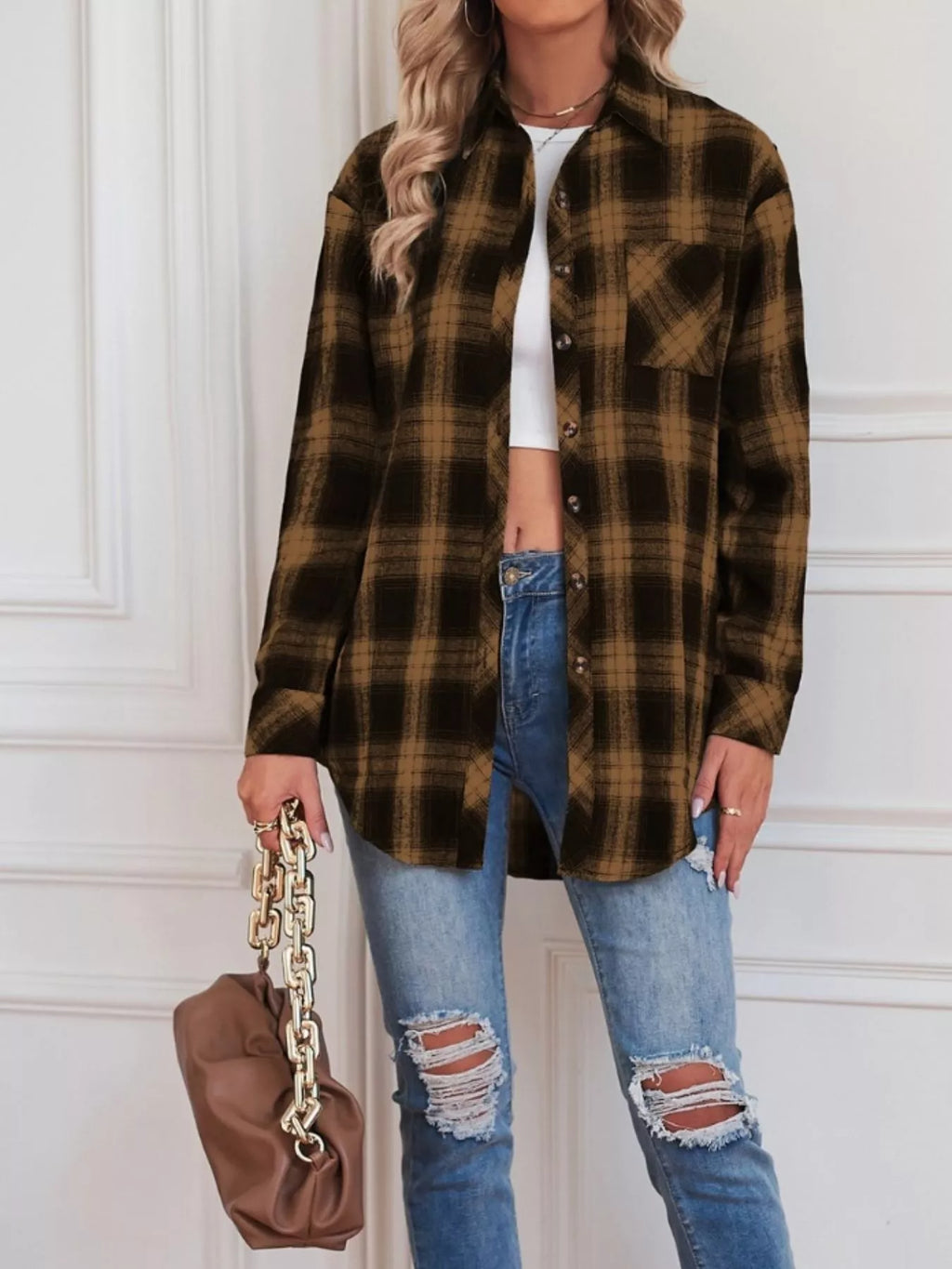 Casual Plaid Button Up Shirt