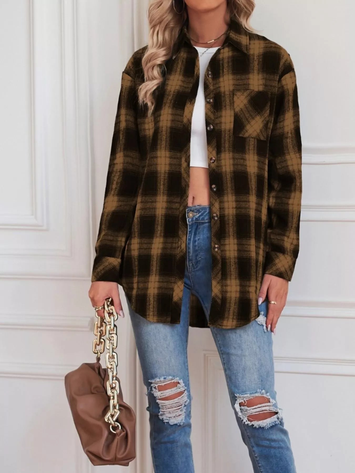 Casual Plaid Button Up Shirt