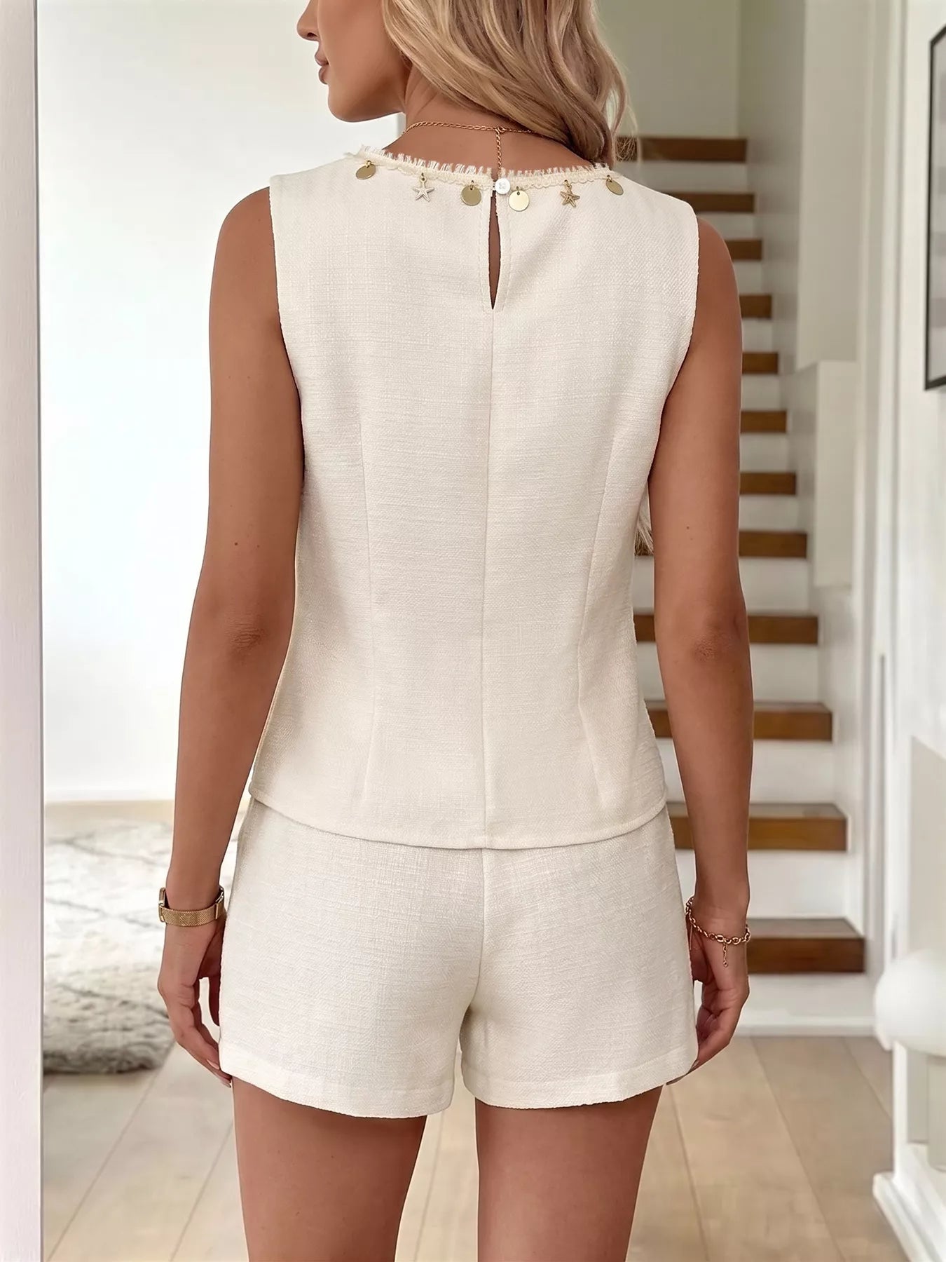 Embellished Sleeveless Top & Shorts Set