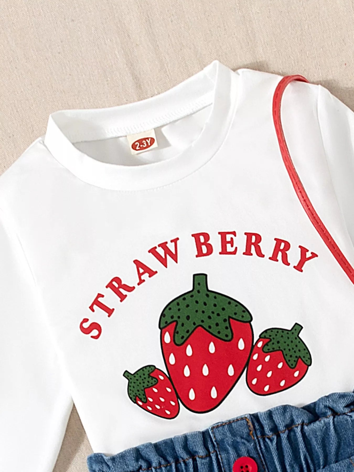 Children's Strawberry Long Sleeve Top and Jeans Set