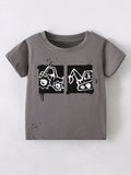 Children's Cartoon Vehicle Graphic Crew Neck Kids T-Shirt