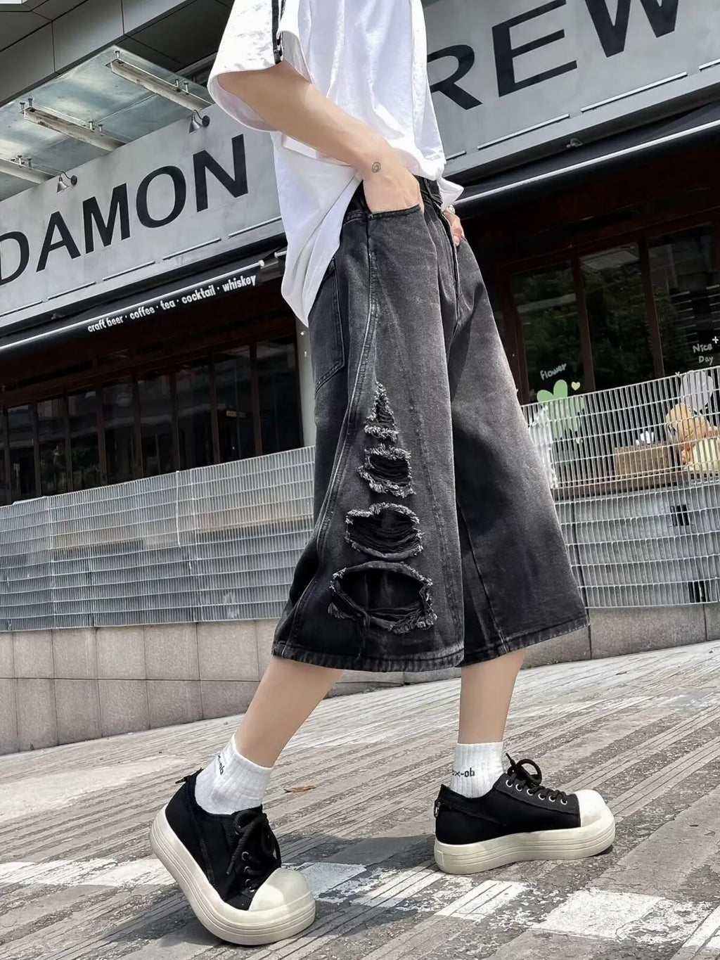 Men's Full Size Wide Leg Denim Shorts Plus Size