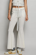 POL Drawstring Textured Ribbed Knit Pants