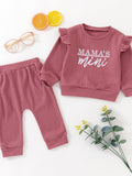 Children's Letter Ruffled Trim Top and Pants Set