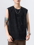 Men's Plus Size Washed Distressed Texture Sleeveless Tank
