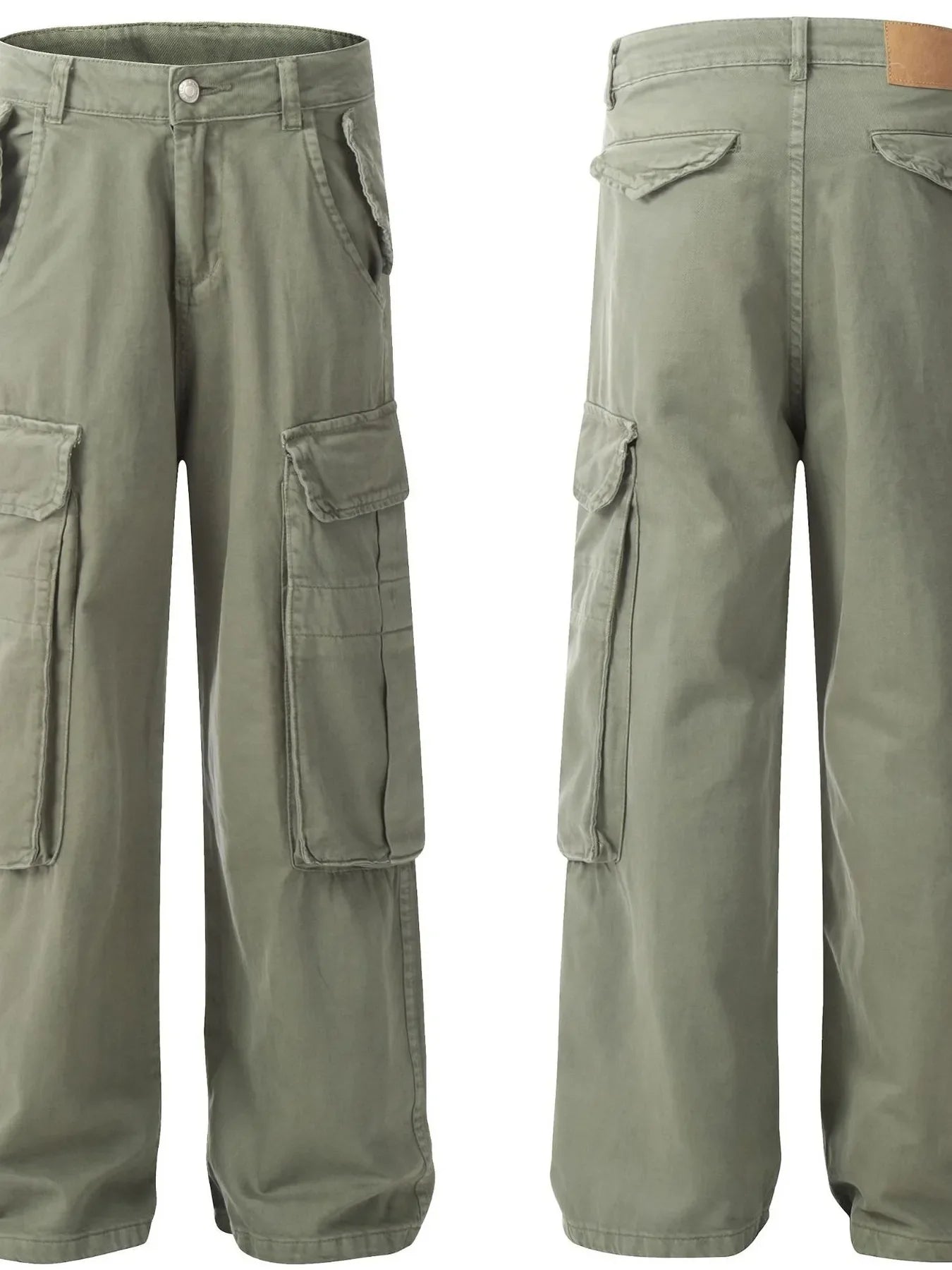 Men's Wide Leg Cargo Jeans with Multi Pockets