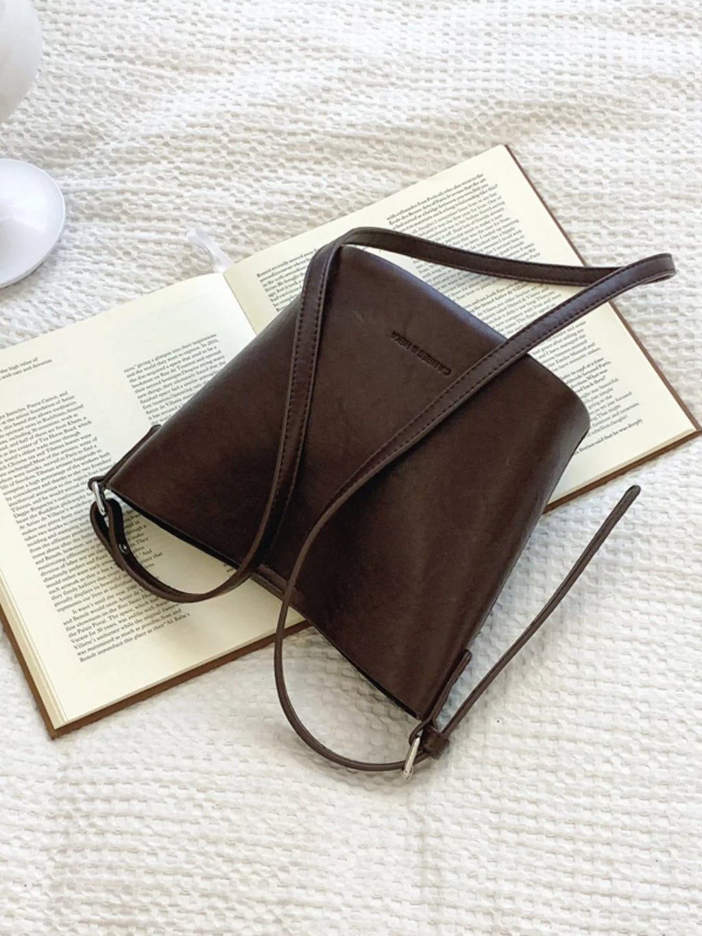Leather Bucket Crossbody Bag