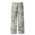 Men's Vintage Newspaper Print Wide Leg Baggy Jeans