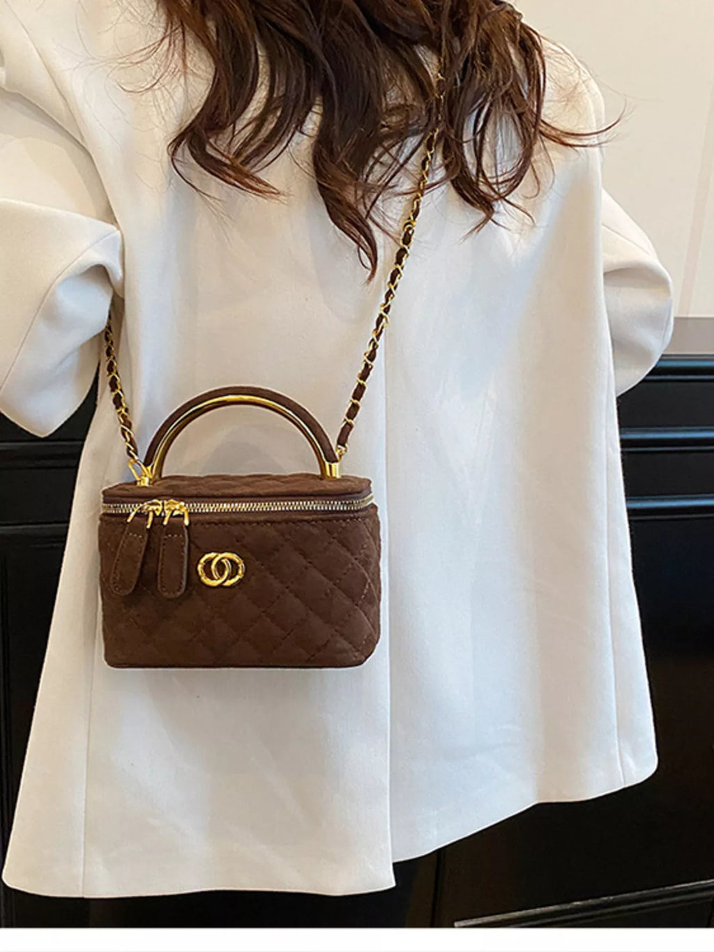 Quilted Top Handle Crossbody Bag