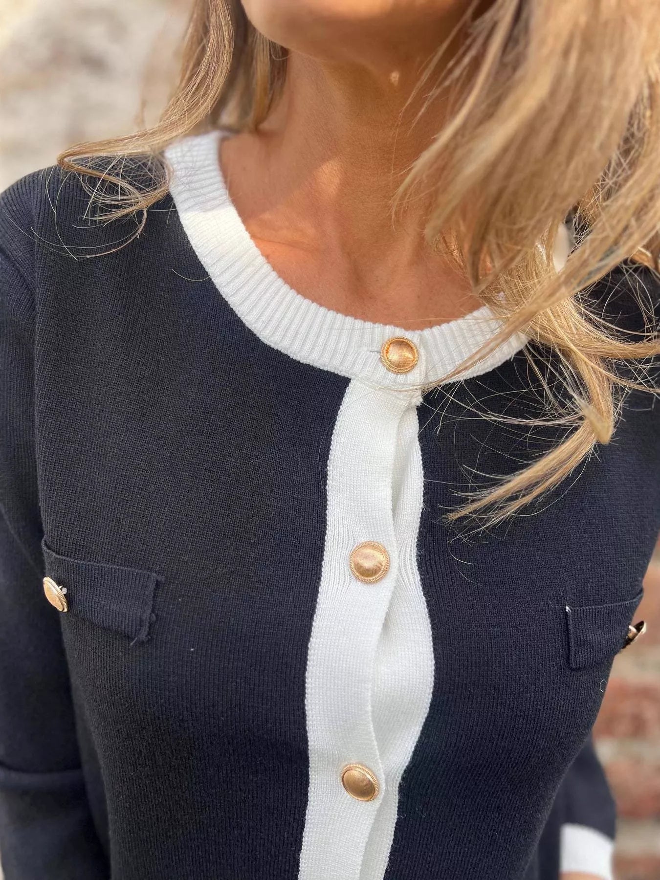 Contrast Trim Button Up Cardigan