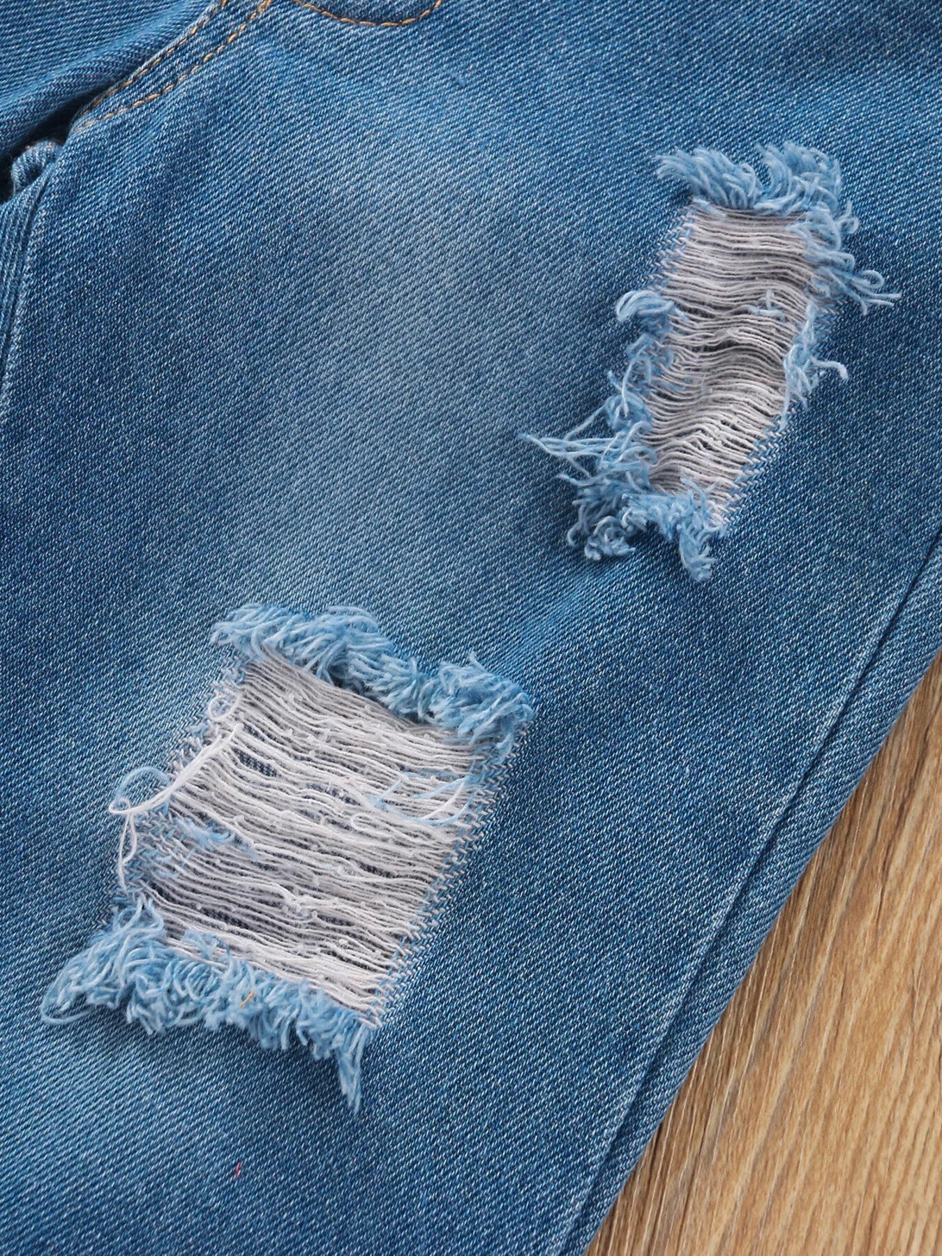 Children's Tie Shoulder Tank and Distressed Jeans Set