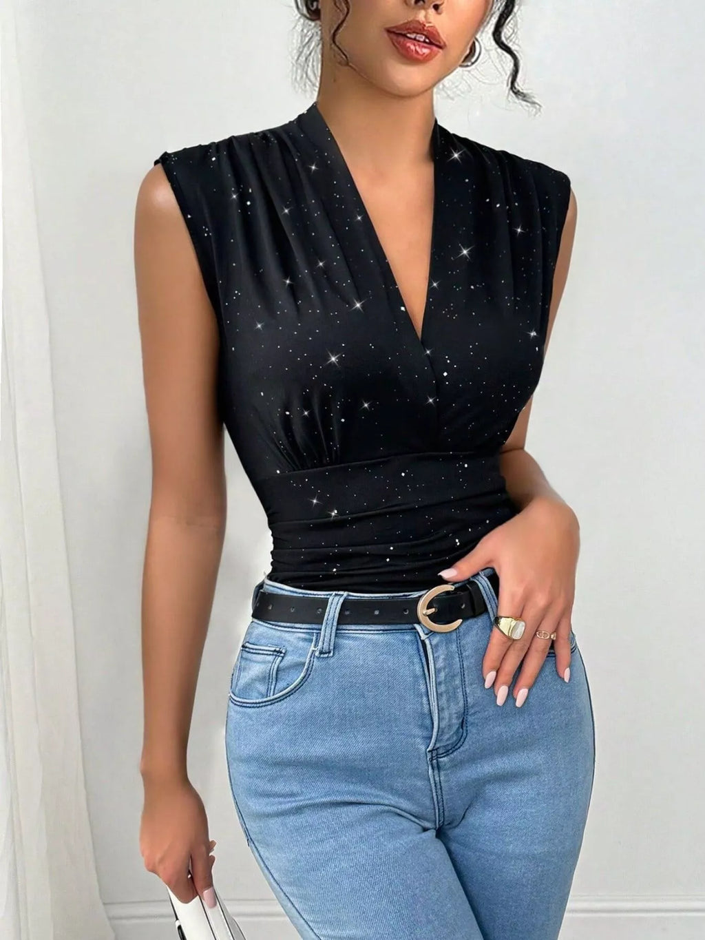 Glitter Surplice Tank