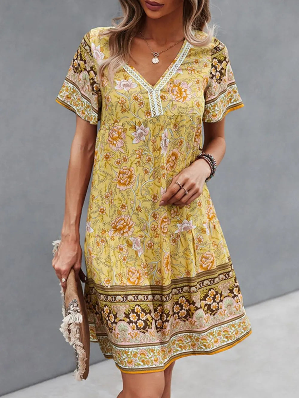 Floral Print V-Neck Summer Dress