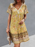 Floral Print V-Neck Summer Dress