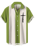 Men's Full Size Cross Casual Striped Button Up Shirt Plus Size