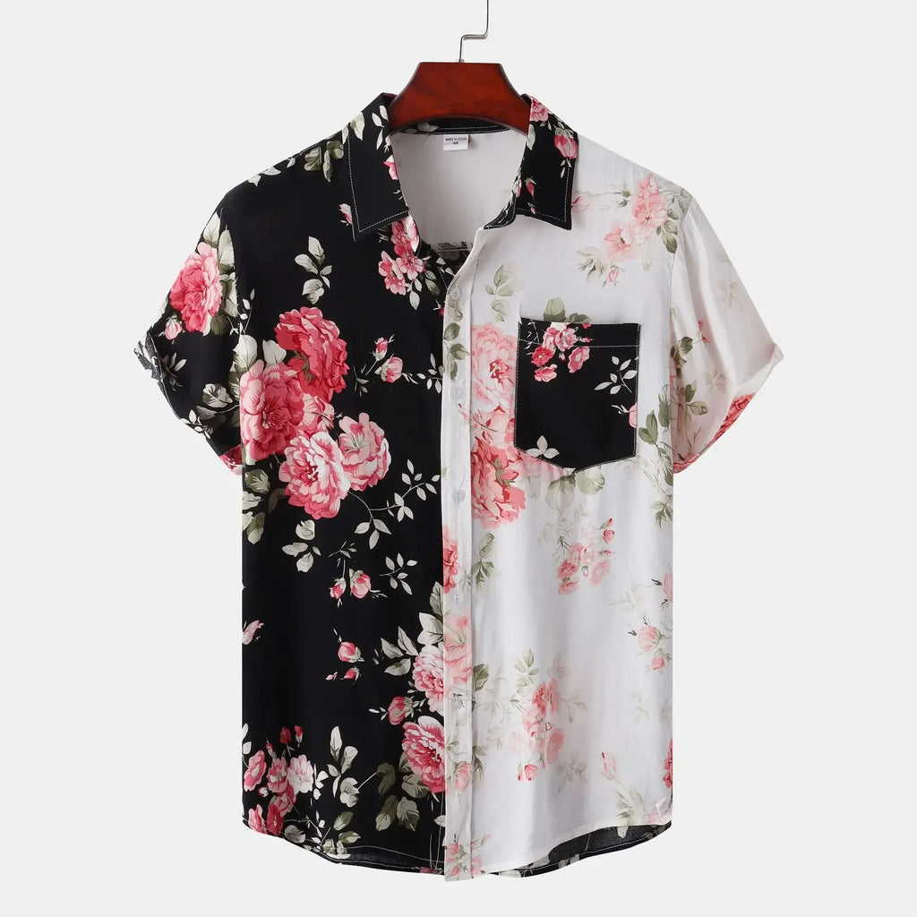 Men's Plus Size Floral Short Sleeve Shirt