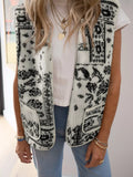 Sherpa Paisley Print Pocketed Western Fashion Vest Jacket