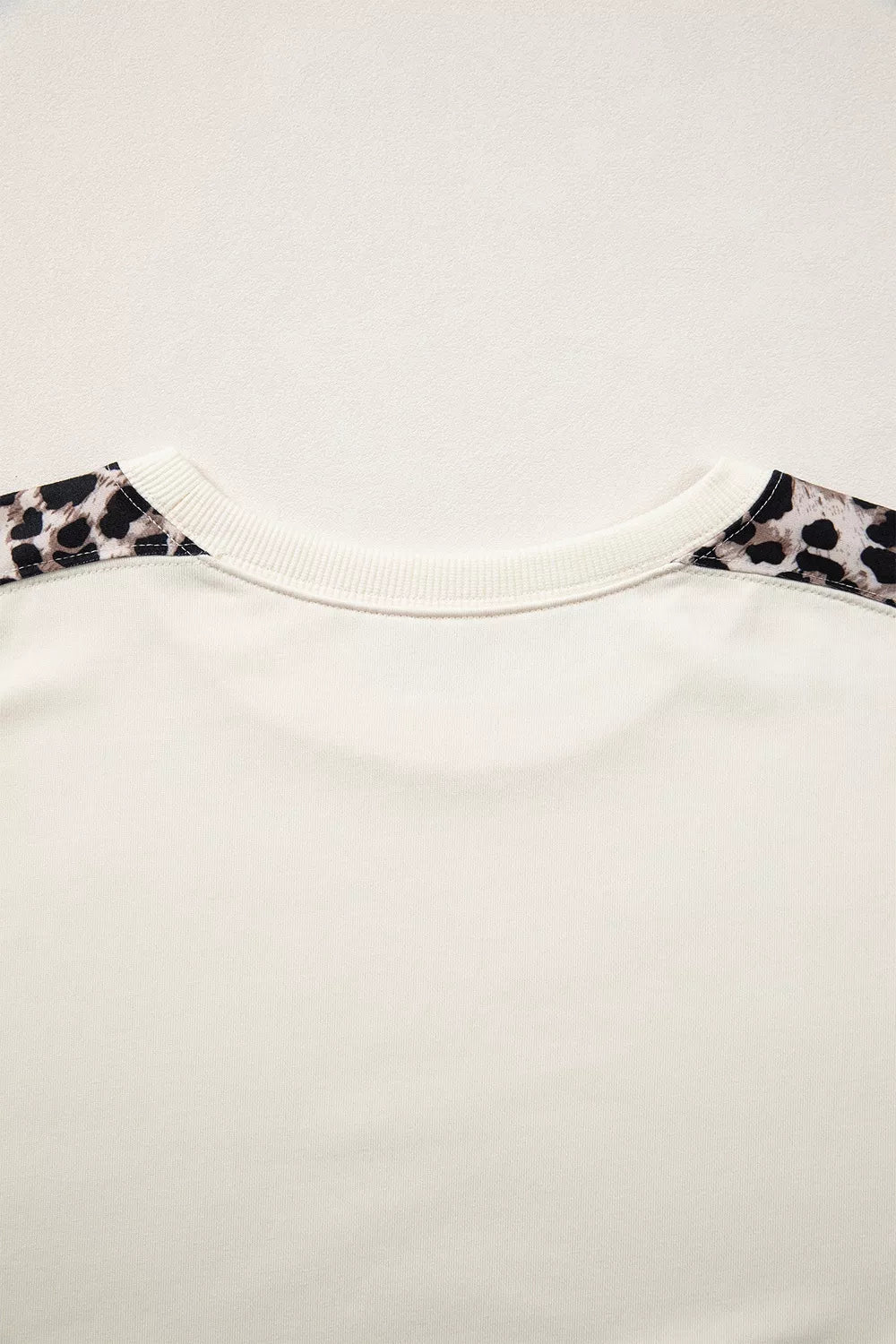 Leopard Block Patchwork Uneven Hem Short Sleeve Top