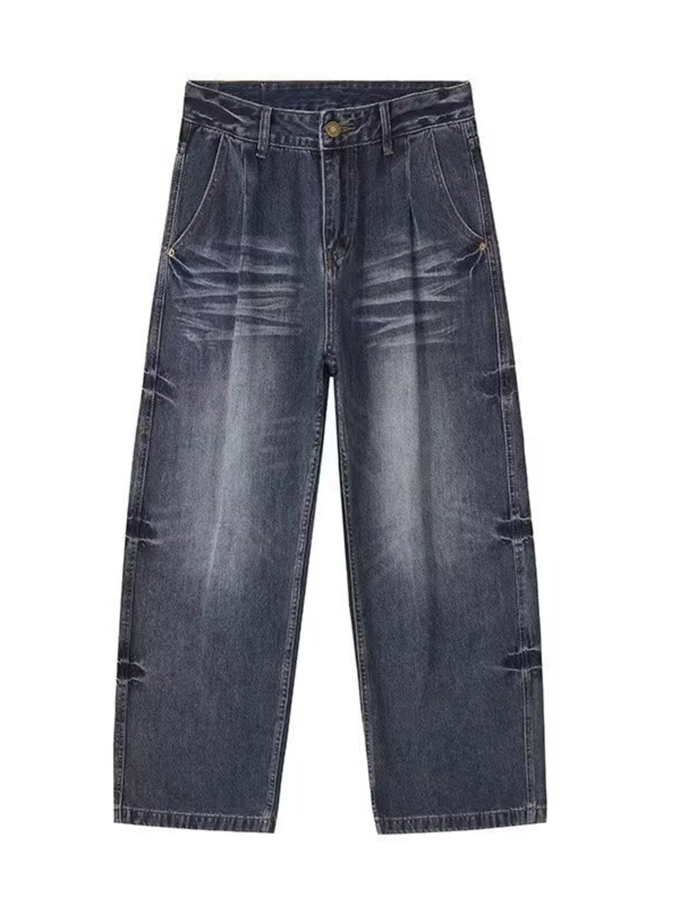 Men's Full Size Vintage Wash Wide Leg Jeans Plus Size