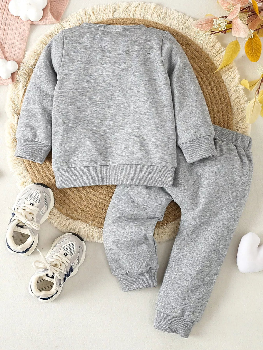 Children's Letter Round Neck Top and Pants Set