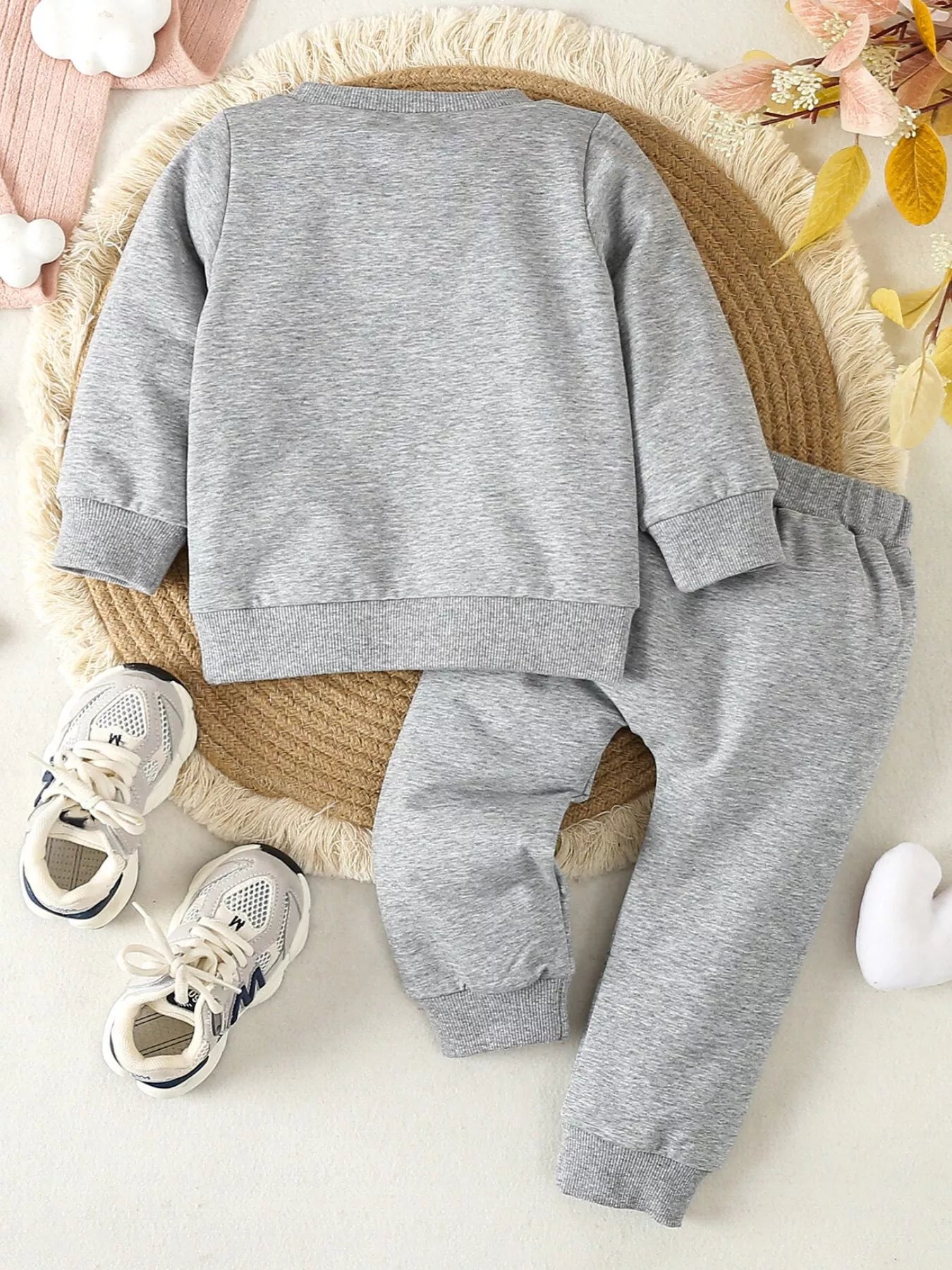 Children's Letter Round Neck Top and Pants Set