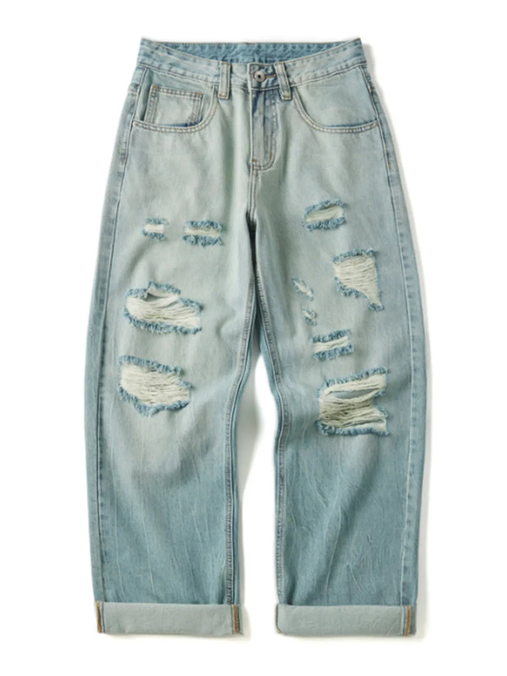 Men's Full Size Distressed Wide Leg Jeans Plus Size