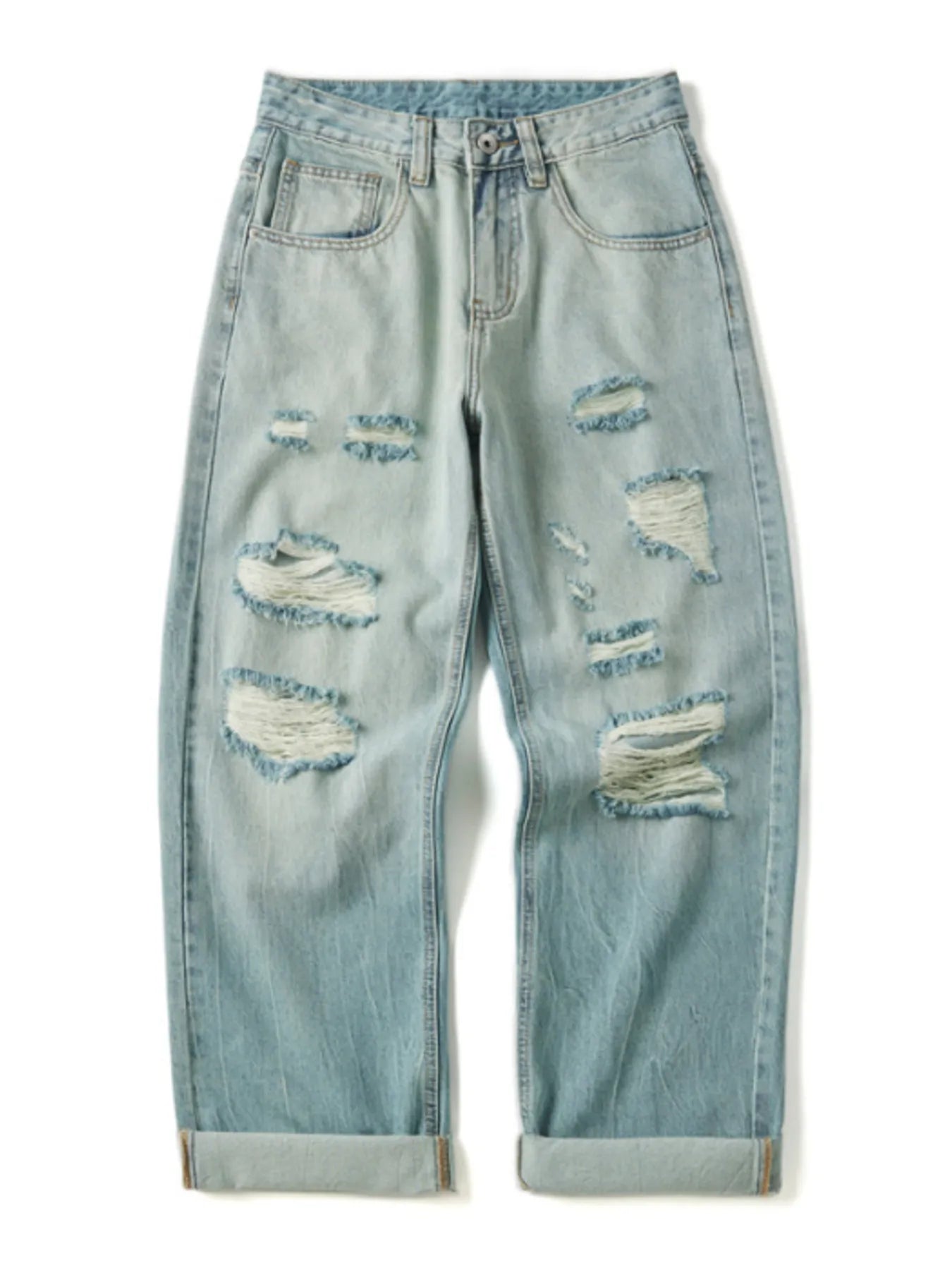 Men's Full Size Distressed Wide Leg Jeans Plus Size