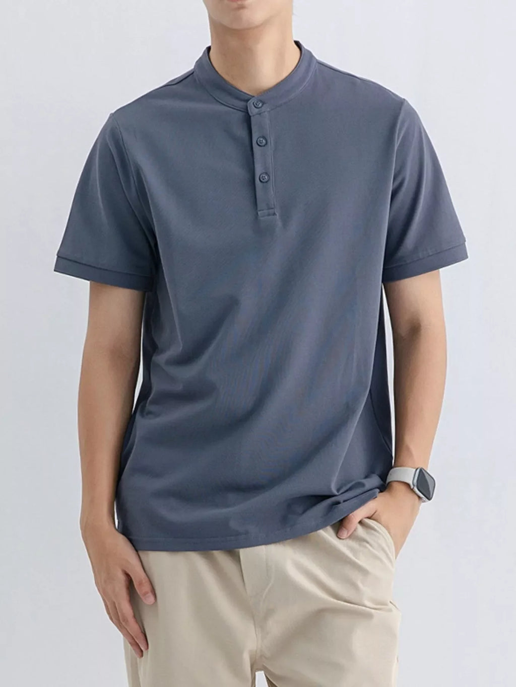 Men's Plus Size Button Detail Short Sleeve T-Shirt