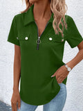 Zip Collar Short Sleeve Top