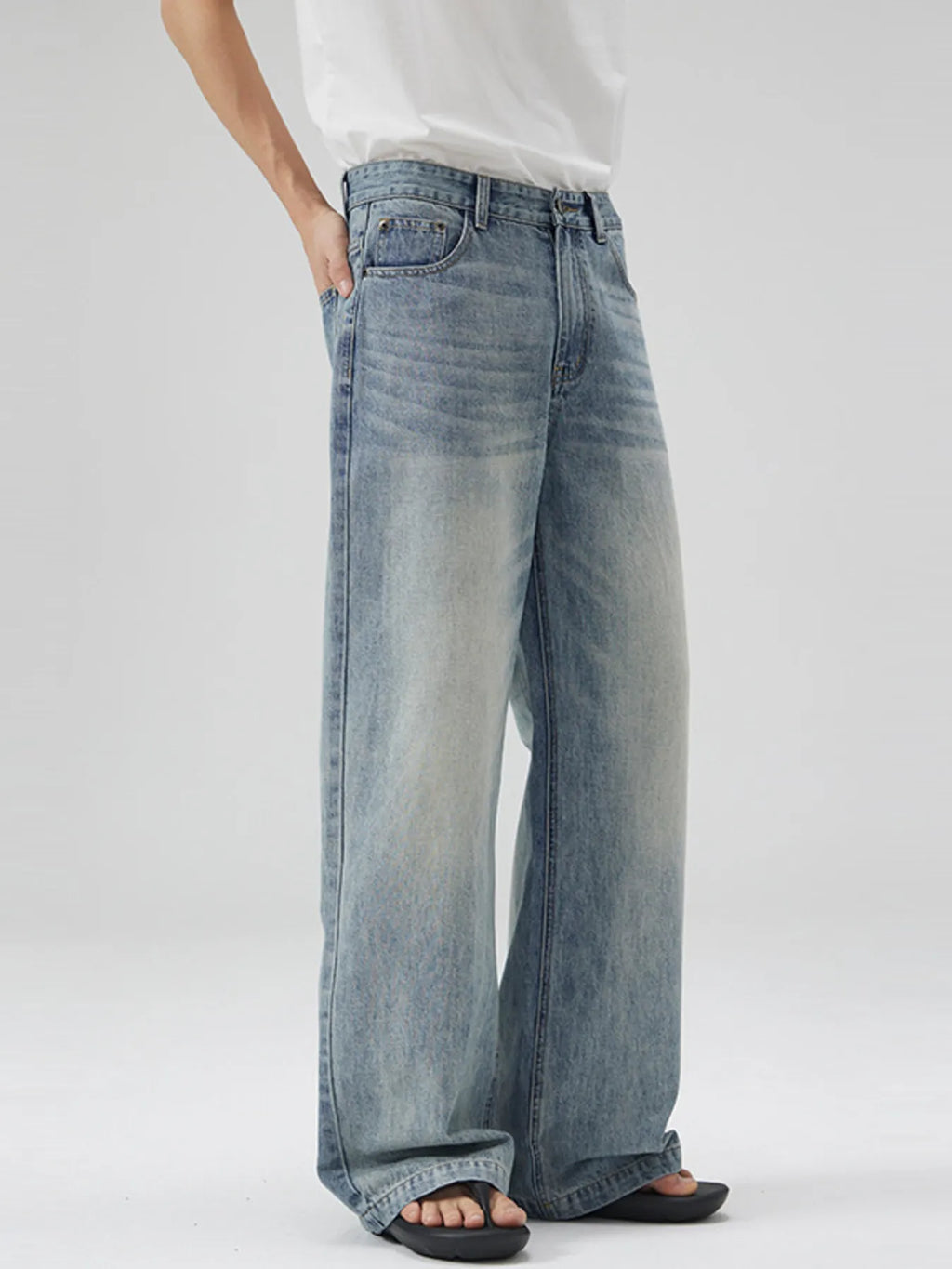 Men's Full Size Washed Wide Leg Jeans Plus Size