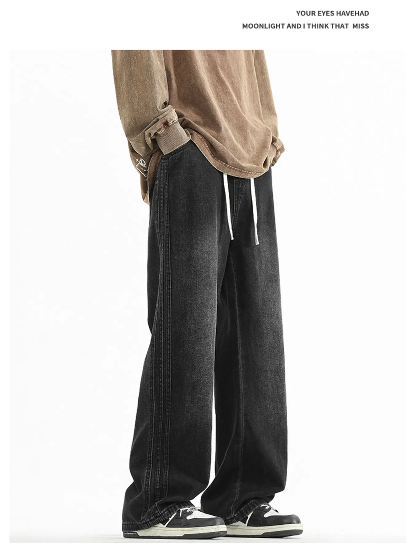 Men's Plus Size Washed Wide Leg Jeans