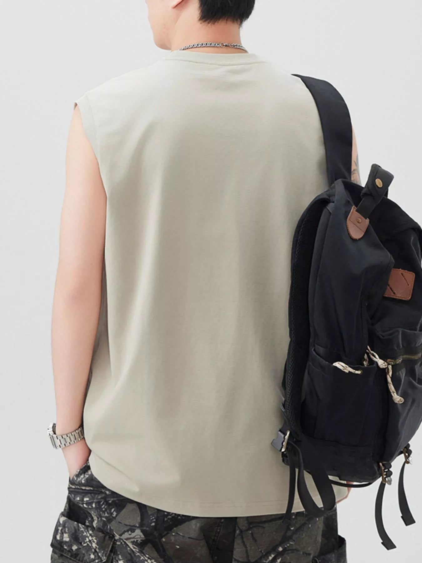 Men's Plus Size Letter Round Neck Tank