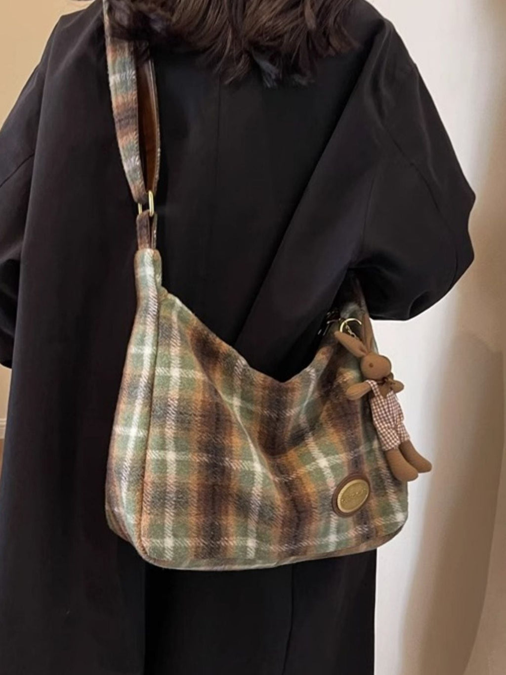 Plaid Pattern Shoulder Crossbody Bag
