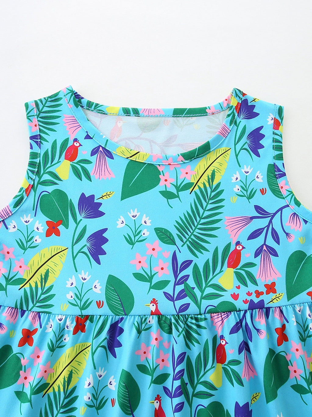 Children's Floral Print Sleeveless Casual Dress